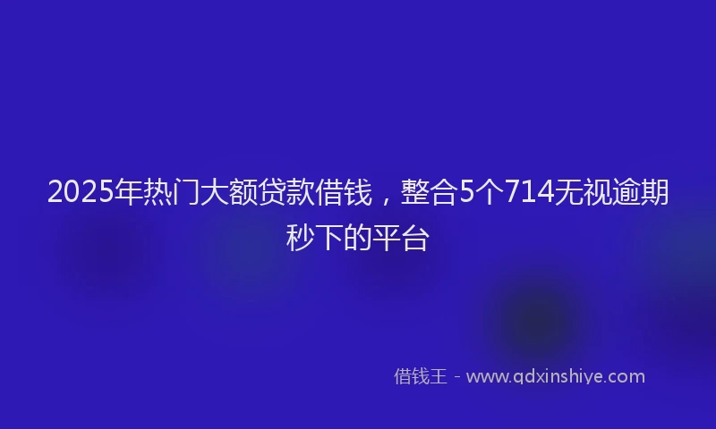 2025年热门大额贷款借钱，整合5个714无视逾期秒下的平台
