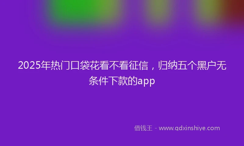 2025年热门口袋花看不看征信，归纳五个黑户无条件下款的app