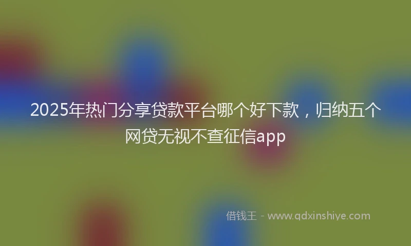 2025年热门分享贷款平台哪个好下款，归纳五个网贷无视不查征信app