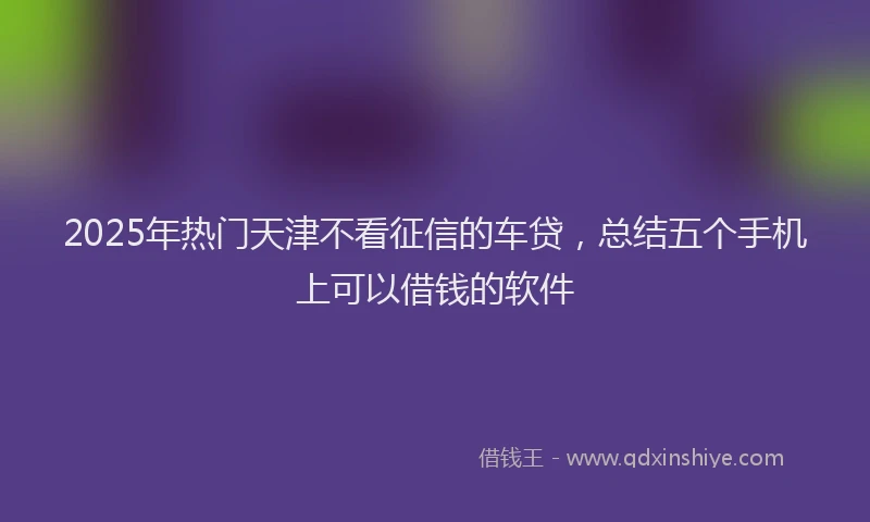 2025年热门天津不看征信的车贷，总结五个手机上可以借钱的软件