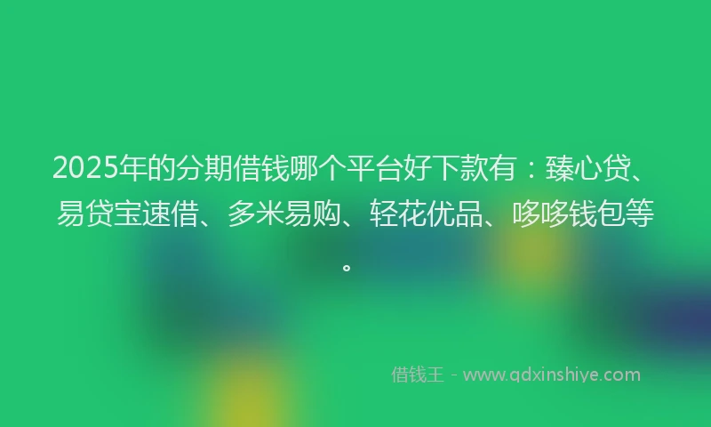 2025年的分期借钱哪个平台好下款有：臻心贷、易贷宝速借、多米易购、轻花优品、哆哆钱包等。