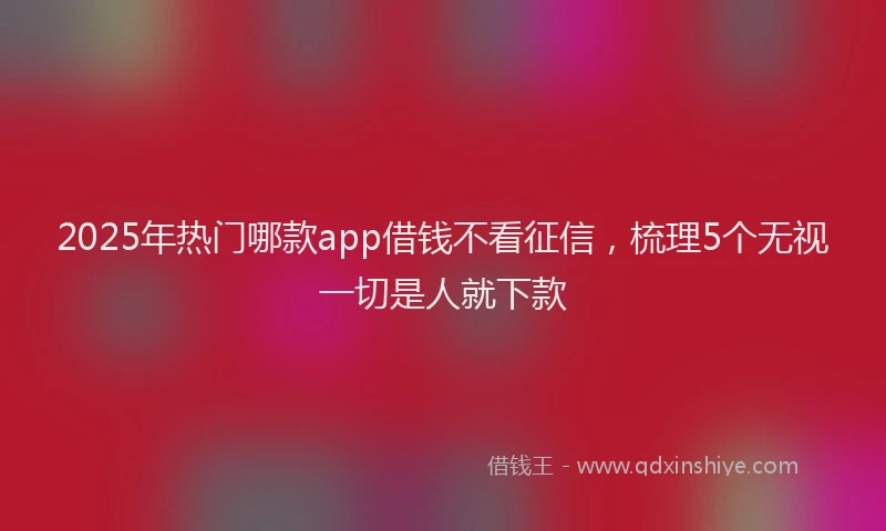 2025年热门哪款app借钱不看征信，梳理5个无视一切是人就下款