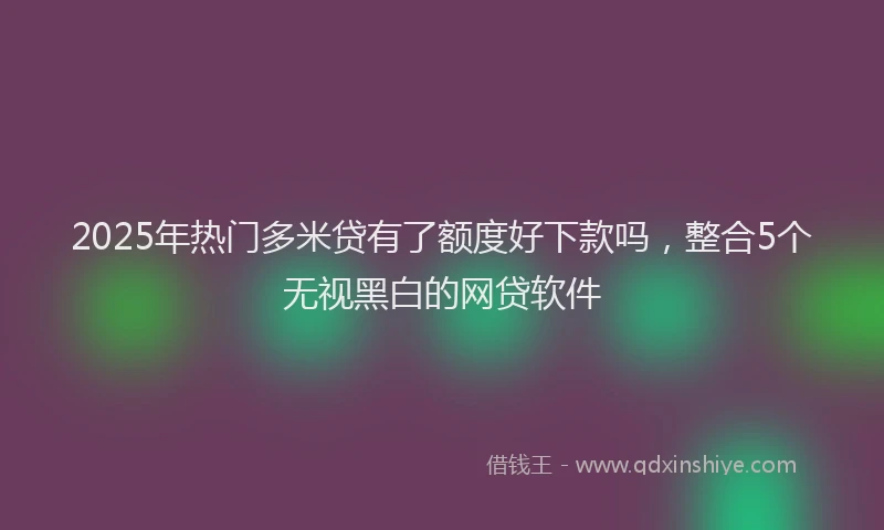 2025年热门多米贷有了额度好下款吗，整合5个无视黑白的网贷软件