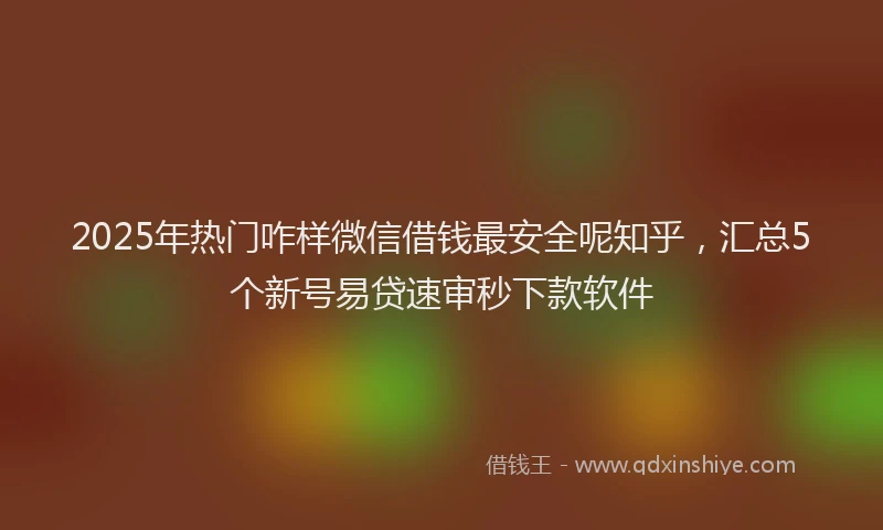 2025年热门咋样微信借钱最安全呢知乎，汇总5个新号易贷速审秒下款软件