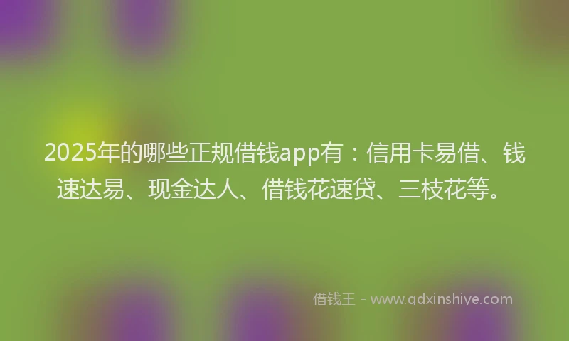 2025年的哪些正规借钱app有：信用卡易借、钱速达易、现金达人、借钱花速贷、三枝花等。