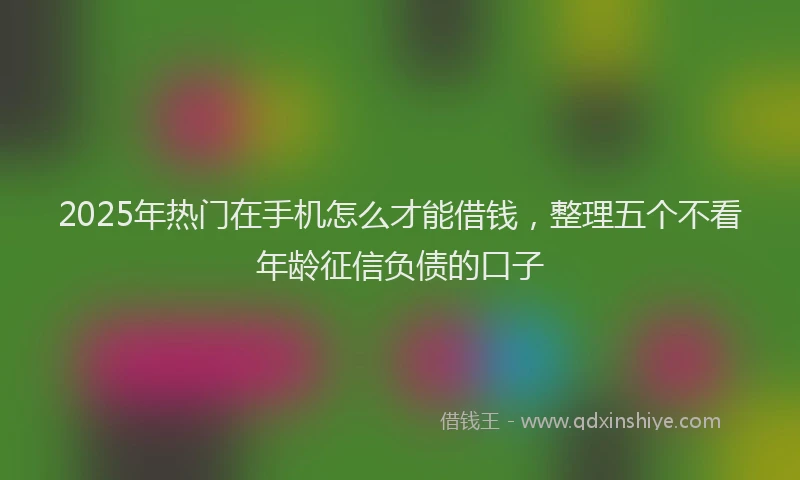 2025年热门在手机怎么才能借钱，整理五个不看年龄征信负债的口子