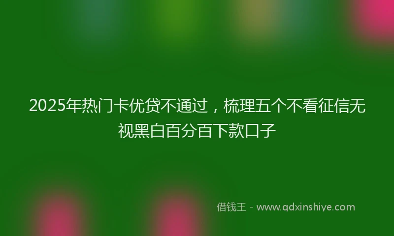 2025年热门卡优贷不通过，梳理五个不看征信无视黑白百分百下款口子