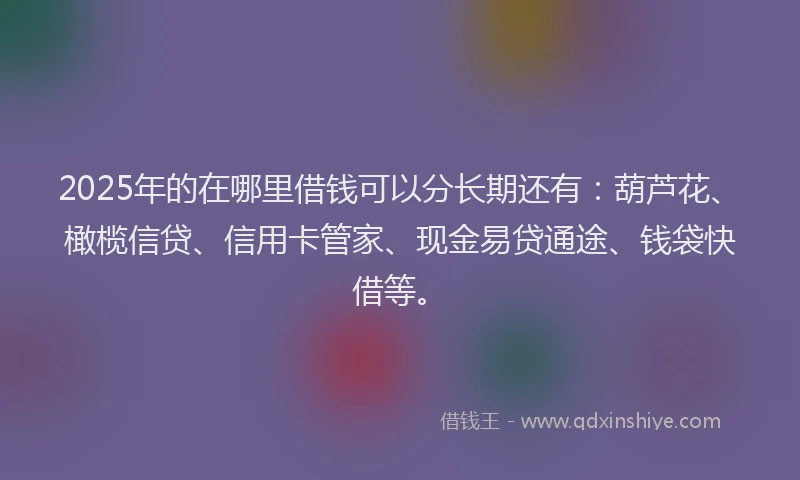 2025年的在哪里借钱可以分长期还有：葫芦花、橄榄信贷、信用卡管家、现金易贷通途、钱袋快借等。