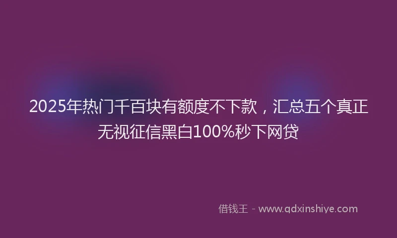 2025年热门千百块有额度不下款，汇总五个真正无视征信黑白100%秒下网贷