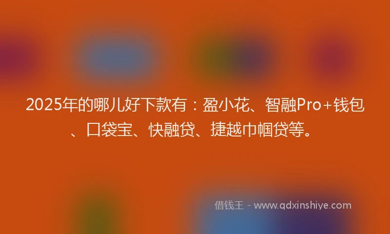 2025年的哪儿好下款有：盈小花、智融Pro+钱包、口袋宝、快融贷、捷越巾帼贷等。