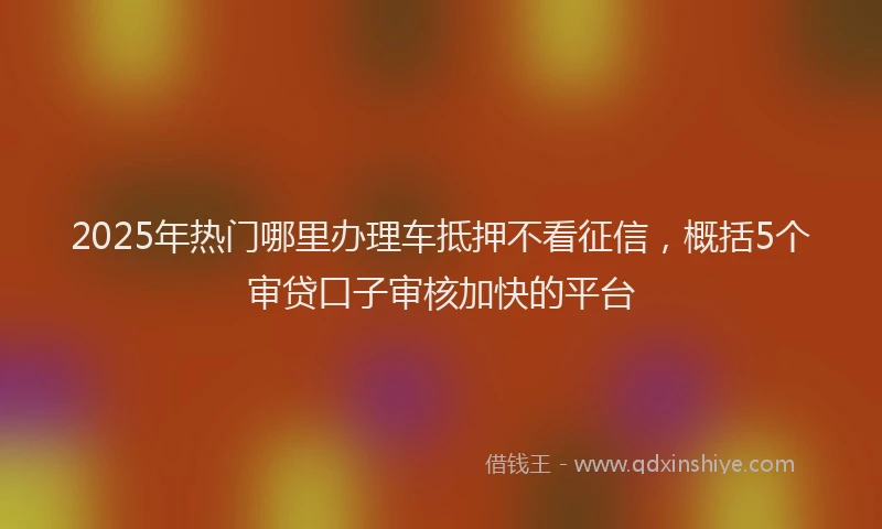 2025年热门哪里办理车抵押不看征信，概括5个审贷口子审核加快的平台
