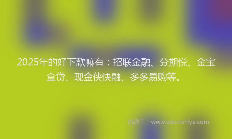 2025年的好下款嘛有：招联金融、分期悦、金宝盒贷、现金侠快融、多多易购等。