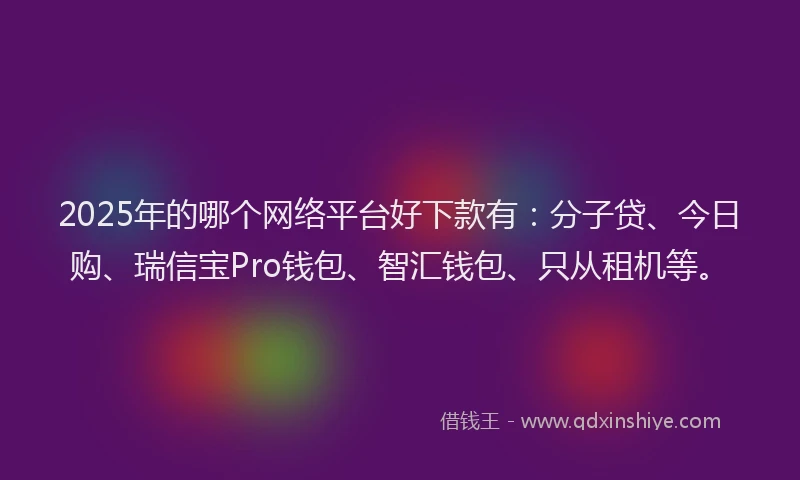 2025年的哪个网络平台好下款有：分子贷、今日购、瑞信宝Pro钱包、智汇钱包、只从租机等。