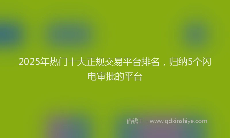 2025年热门十大正规交易平台排名，归纳5个闪电审批的平台
