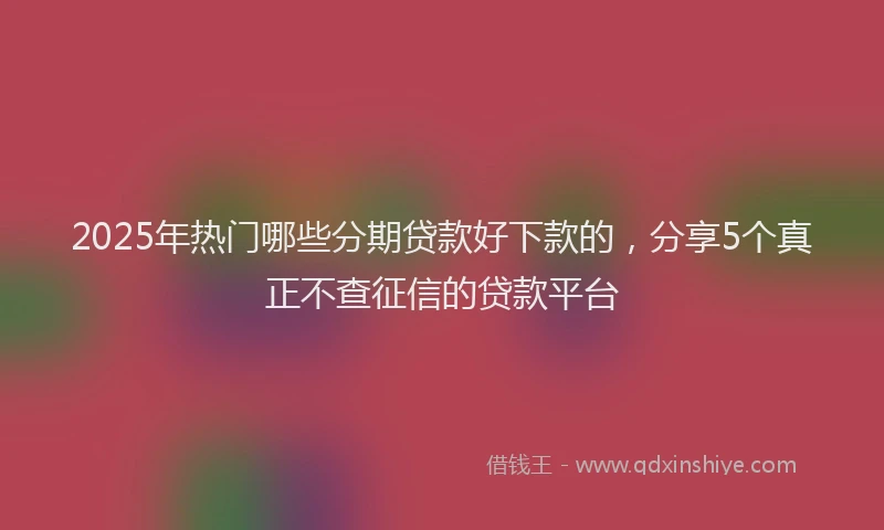 2025年热门哪些分期贷款好下款的，分享5个真正不查征信的贷款平台