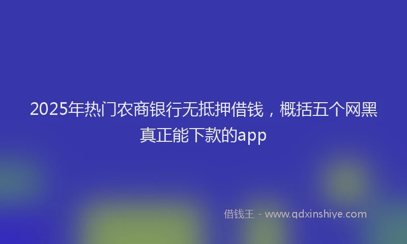 2025年热门农商银行无抵押借钱，概括五个网黑真正能下款的app