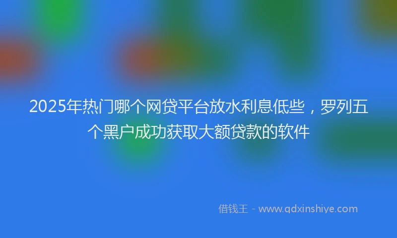 2025年热门哪个网贷平台放水利息低些，罗列五个黑户成功获取大额贷款的软件