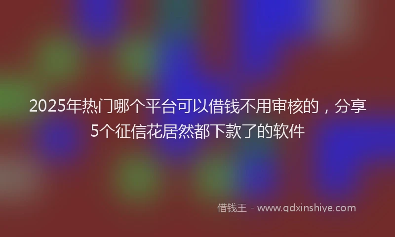 2025年热门哪个平台可以借钱不用审核的，分享5个征信花居然都下款了的软件