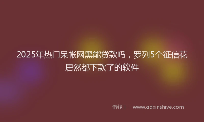 2025年热门呆帐网黑能贷款吗，罗列5个征信花居然都下款了的软件