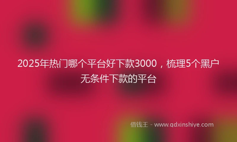 2025年热门哪个平台好下款3000，梳理5个黑户无条件下款的平台