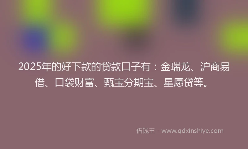 2025年的好下款的贷款口子有：金瑞龙、沪商易借、口袋财富、甄宝分期宝、星愿贷等。