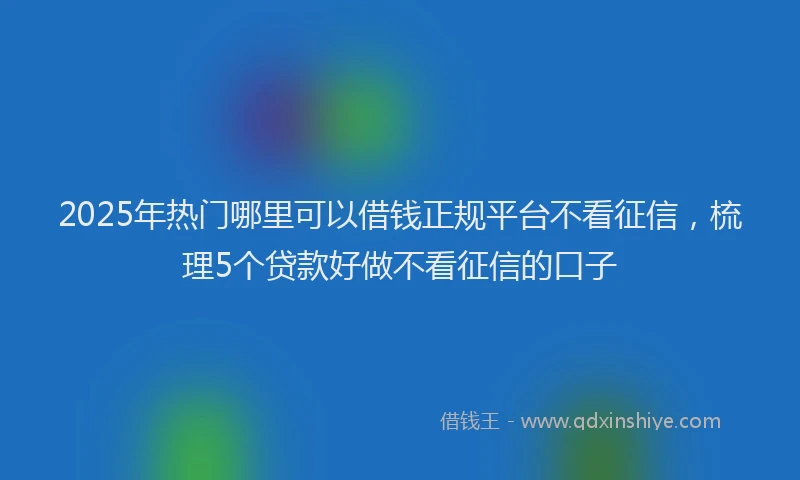 2025年热门哪里可以借钱正规平台不看征信，梳理5个贷款好做不看征信的口子