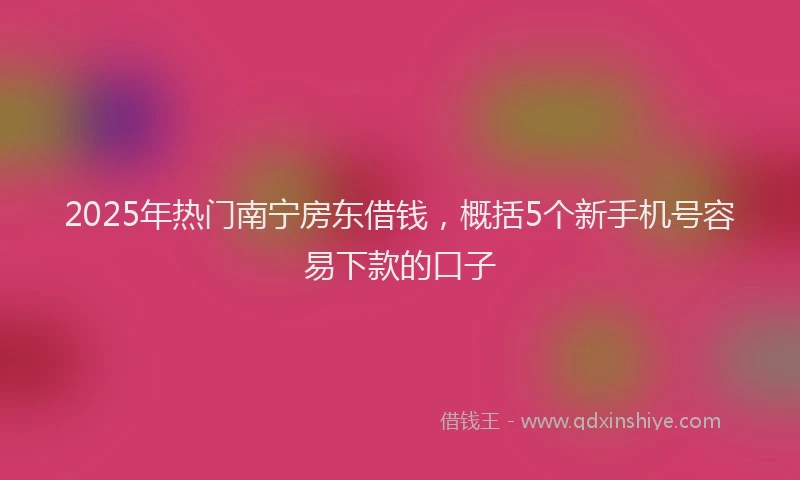 2025年热门南宁房东借钱，概括5个新手机号容易下款的口子