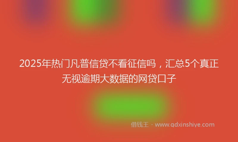 2025年热门凡普信贷不看征信吗，汇总5个真正无视逾期大数据的网贷口子