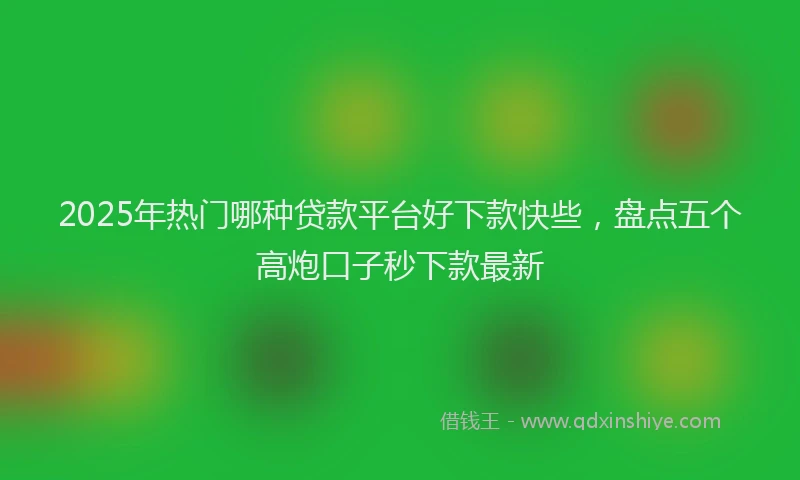 2025年热门哪种贷款平台好下款快些，盘点五个高炮口子秒下款最新