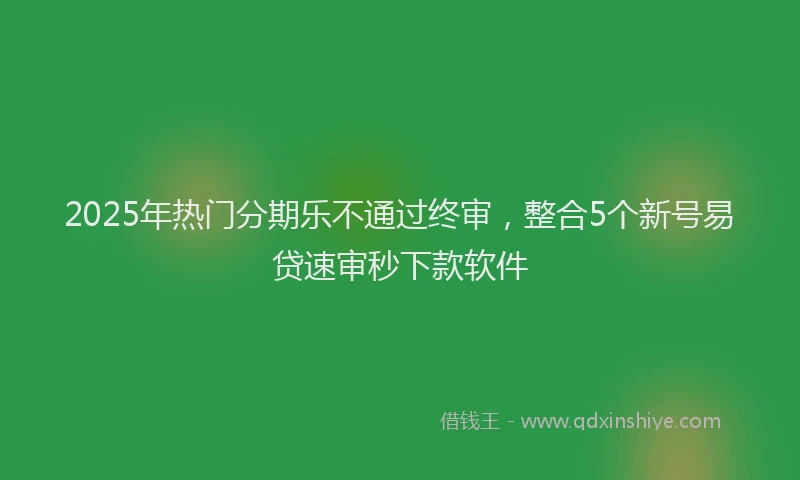 2025年热门分期乐不通过终审，整合5个新号易贷速审秒下款软件