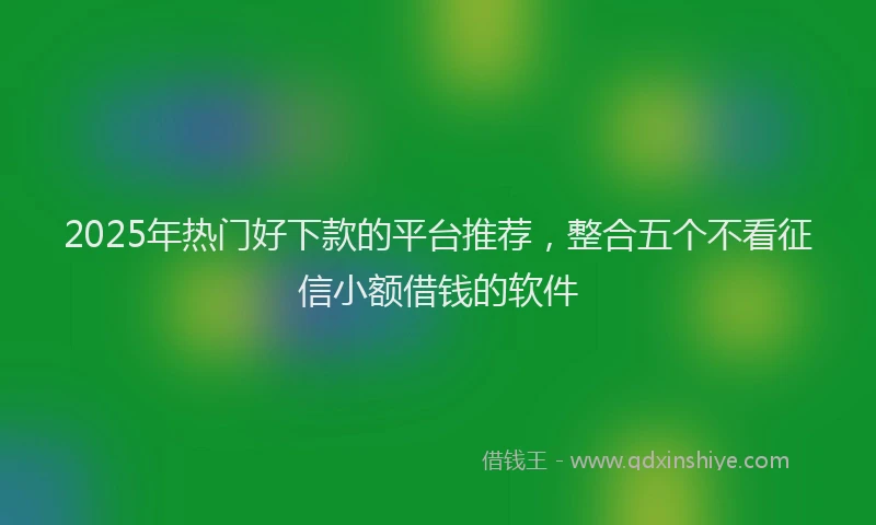 2025年热门好下款的平台推荐，整合五个不看征信小额借钱的软件
