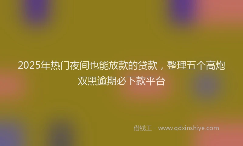 2025年热门夜间也能放款的贷款，整理五个高炮双黑逾期必下款平台