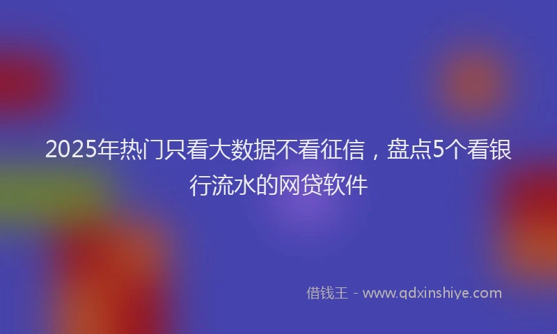 2025年热门只看大数据不看征信，盘点5个看银行流水的网贷软件