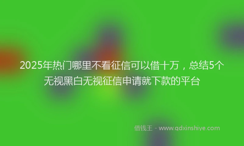 2025年热门哪里不看征信可以借十万，总结5个无视黑白无视征信申请就下款的平台