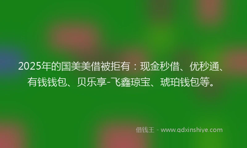 2025年的国美美借被拒有：现金秒借、优秒通、有钱钱包、贝乐享-飞鑫琼宝、琥珀钱包等。