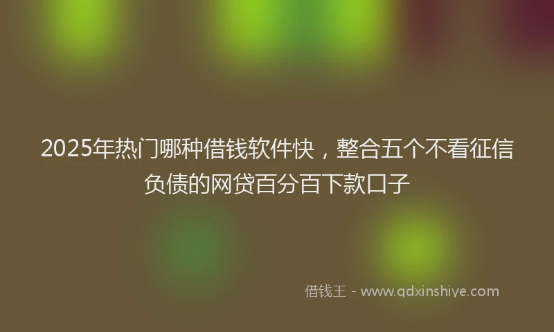 2025年热门哪种借钱软件快，整合五个不看征信负债的网贷百分百下款口子