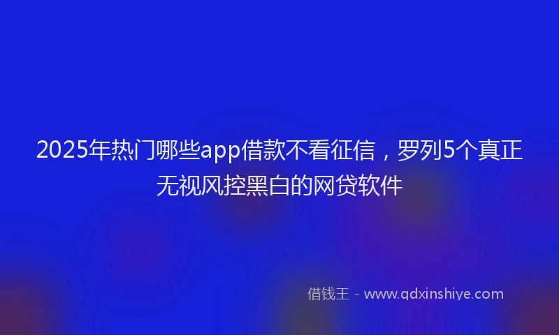 2025年热门哪些app借款不看征信，罗列5个真正无视风控黑白的网贷软件
