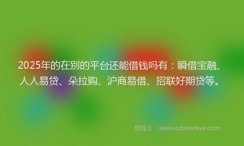 2025年的在别的平台还能借钱吗有：瞬借宝融、人人易贷、朵拉购、沪商易借、招联好期贷等。