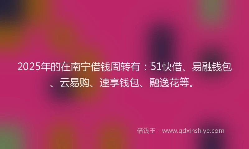 2025年的在南宁借钱周转有：51快借、易融钱包、云易购、速享钱包、融逸花等。