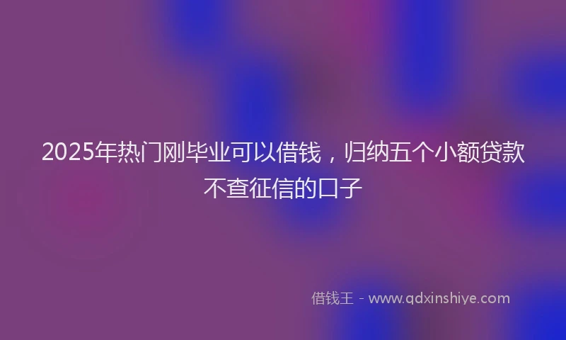 2025年热门刚毕业可以借钱，归纳五个小额贷款不查征信的口子