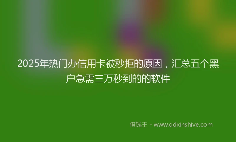 2025年热门办信用卡被秒拒的原因，汇总五个黑户急需三万秒到的的软件