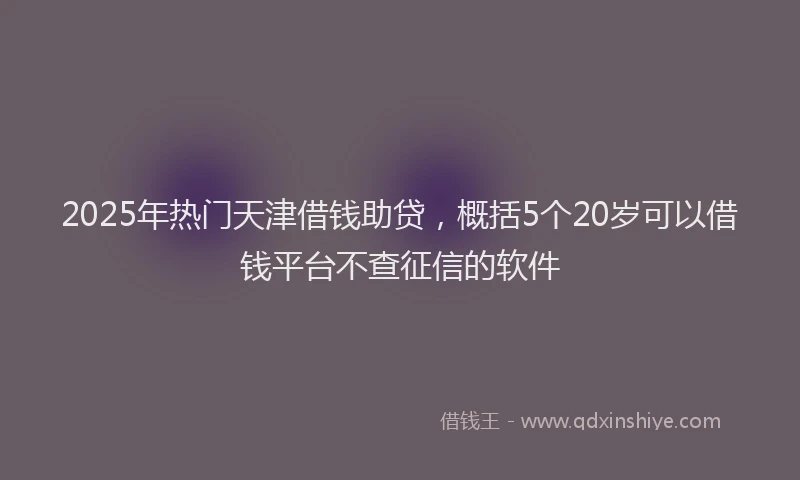 2025年热门天津借钱助贷，概括5个20岁可以借钱平台不查征信的软件