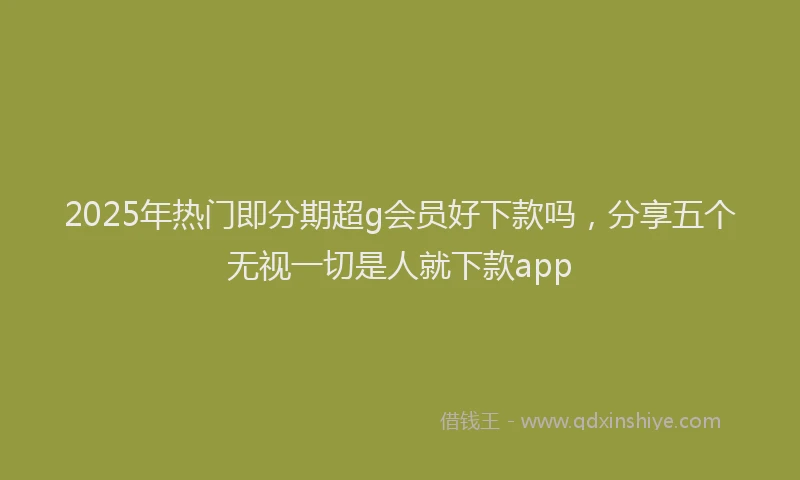 2025年热门即分期超g会员好下款吗，分享五个无视一切是人就下款app