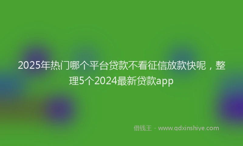 2025年热门哪个平台贷款不看征信放款快呢，整理5个2024最新贷款app