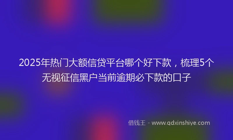 2025年热门大额信贷平台哪个好下款，梳理5个无视征信黑户当前逾期必下款的口子