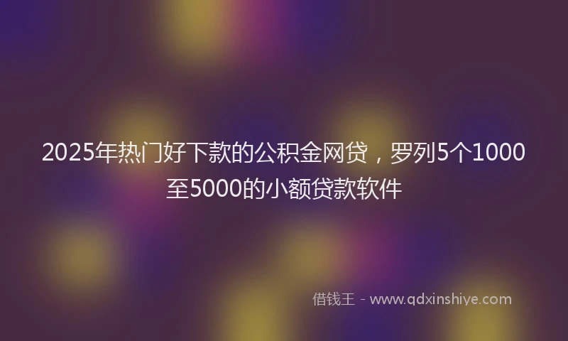 2025年热门好下款的公积金网贷，罗列5个1000至5000的小额贷款软件