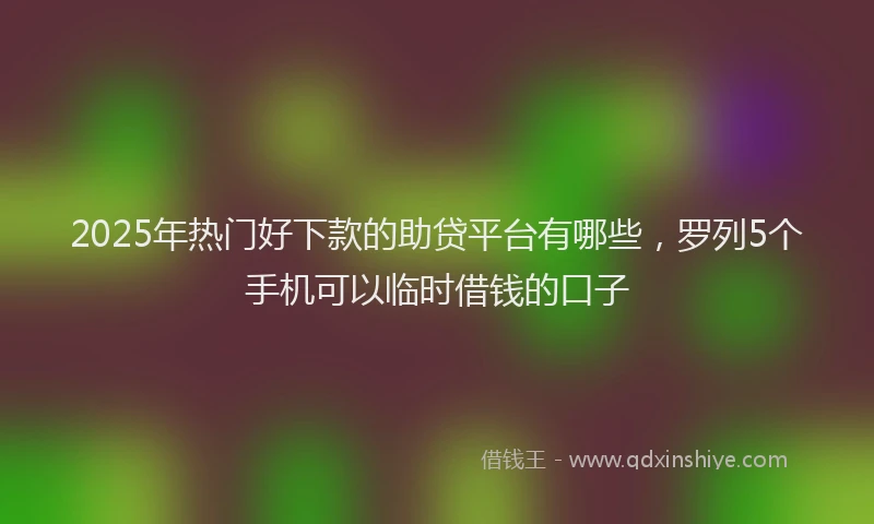 2025年热门好下款的助贷平台有哪些，罗列5个手机可以临时借钱的口子