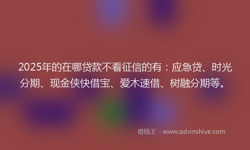 2025年的在哪贷款不看征信的有：应急贷、时光分期、现金侠快借宝、爱木速借、树融分期等。
