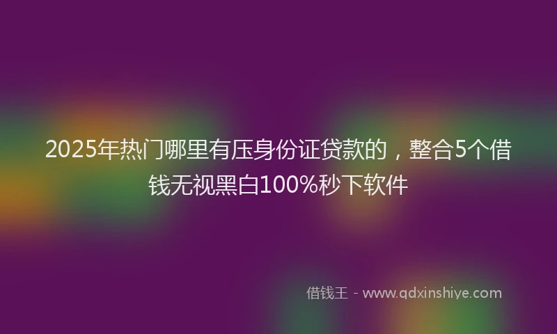 2025年热门哪里有压身份证贷款的，整合5个借钱无视黑白100%秒下软件