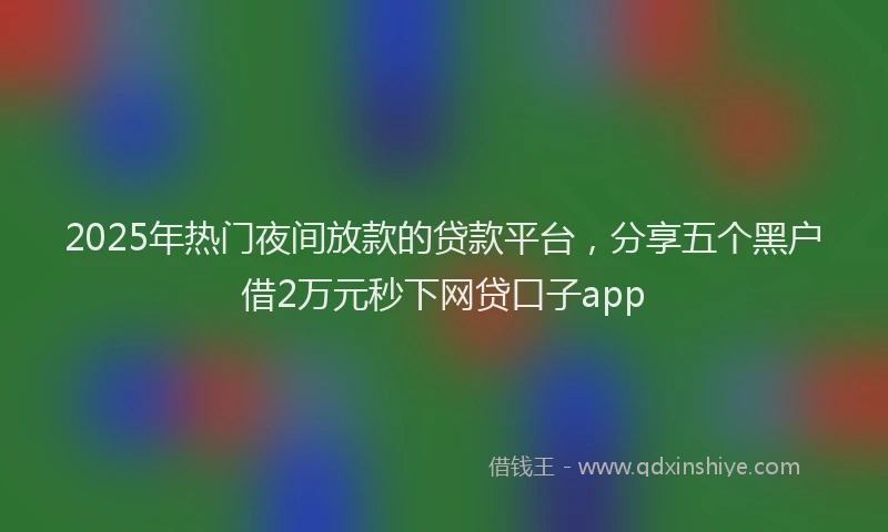 2025年热门夜间放款的贷款平台，分享五个黑户借2万元秒下网贷口子app